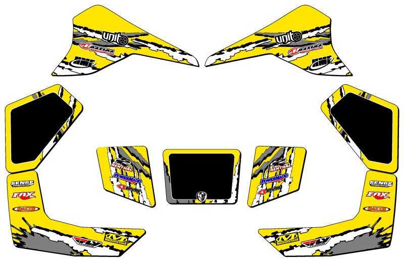 Kit de Gráficos Senge Amarillo LT 80 SHREDDER Todos los Años Compatible con Suzuki - Imagen 2 de 7
