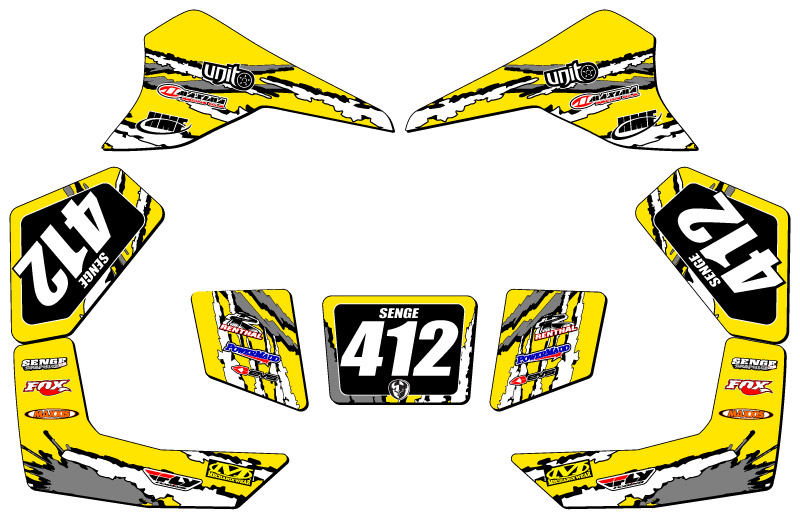 Kit de Gráficos Senge Amarillo LT 80 SHREDDER Todos los Años Compatible con Suzuki - Imagen 5 de 7