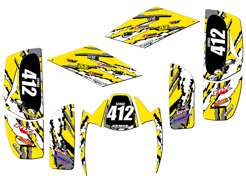 All Years DS 650 SHREDDER Yellow Senge Graphics Kit Compatible with Can-Am - Picture 5 of 7