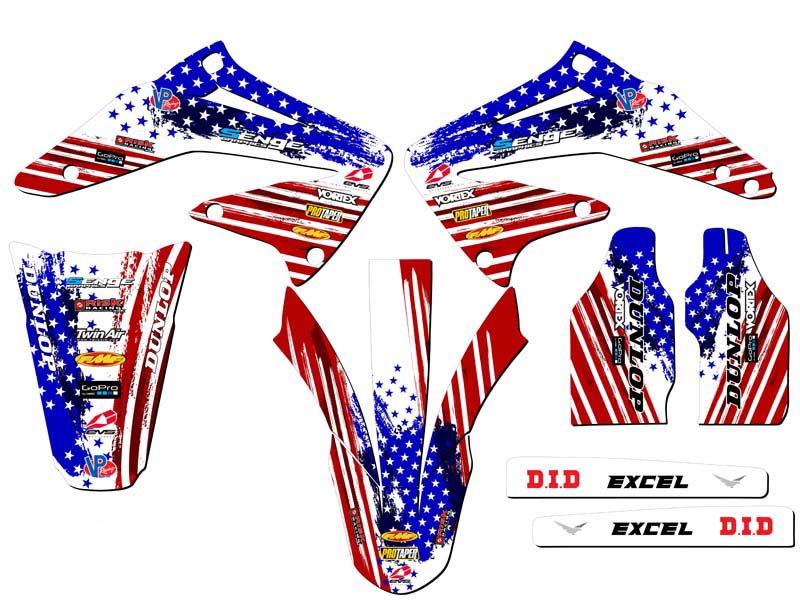 2002-2004 CRF 450 R MERICA Usa Senge Graphics Kit Compatible with Honda - Picture 2 of 10