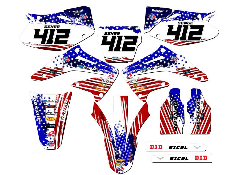 2002-2004 CRF 450 R MERICA Usa Senge Graphics Kit Compatible with Honda - Picture 8 of 10