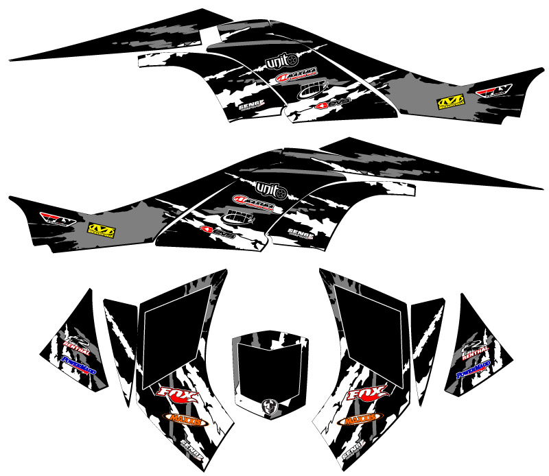 All Years DS 450 SHREDDER Black Senge Graphics Kit Compatible with Can-Am - Picture 2 of 7