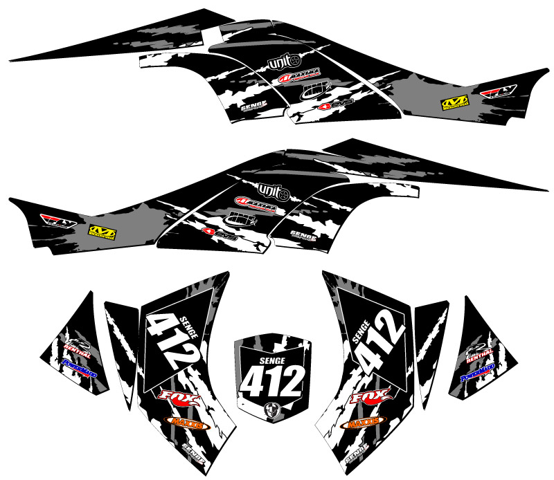 All Years DS 450 SHREDDER Black Senge Graphics Kit Compatible with Can-Am - Picture 5 of 7