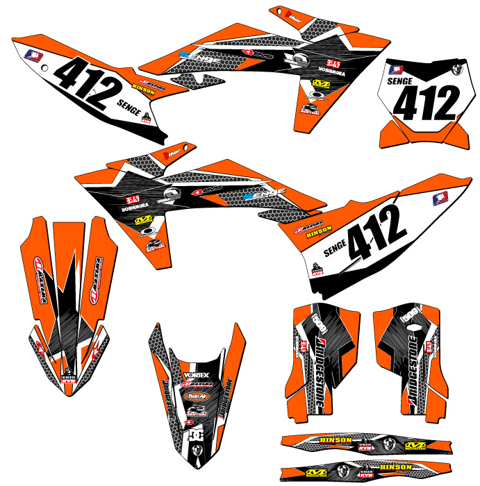 Kit de gráficos SX PODIUM Orange Senge 2023-2024 compatible con KTM - Imagen 8 de 10