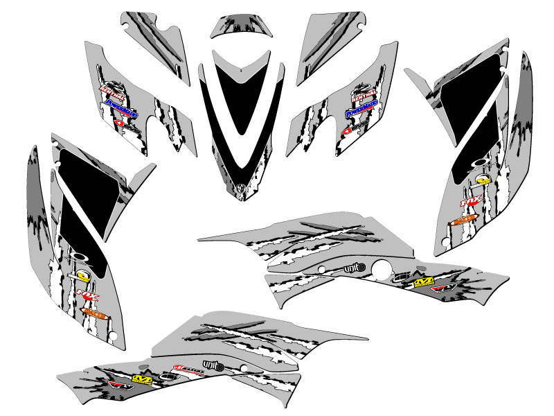 2008-2012 TRX 400 SHREDDER Grey Senge Graphics Kit Compatible with Honda - Foto 2 di 7
