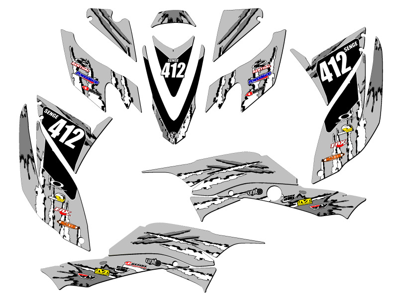 2008-2012 TRX 400 SHREDDER Grey Senge Graphics Kit Compatible with Honda - Foto 5 di 7