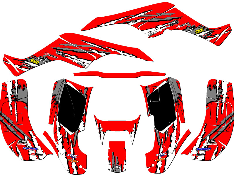 Kit de gráficos TRX 250EX 2001-2005 trituradora roja Senge compatible con Honda - Imagen 2 de 7