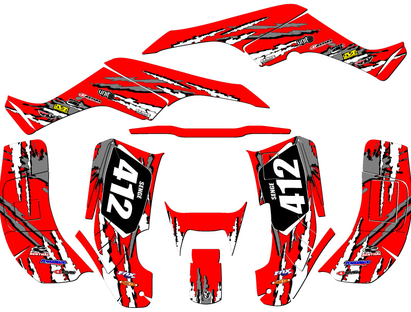Kit de gráficos TRX 250EX 2001-2005 trituradora roja Senge compatible con Honda - Imagen 5 de 7