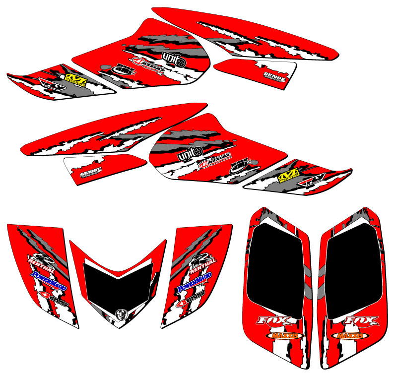 Kit de gráficos TRX 250EX 2006-2019 trituradora roja Senge compatible con Honda - Imagen 2 de 7