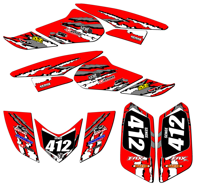Kit de gráficos TRX 250EX 2006-2019 trituradora roja Senge compatible con Honda - Imagen 5 de 7