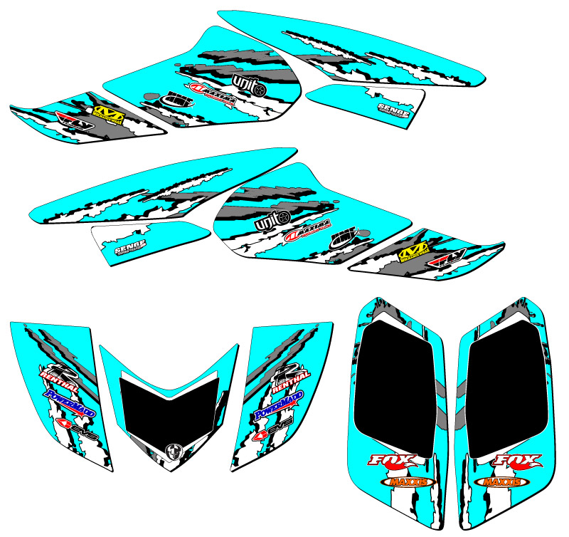 Kit de gráficos TRX 250EX 2006-2019 trituradora Teal Senge compatible con Honda - Imagen 2 de 7