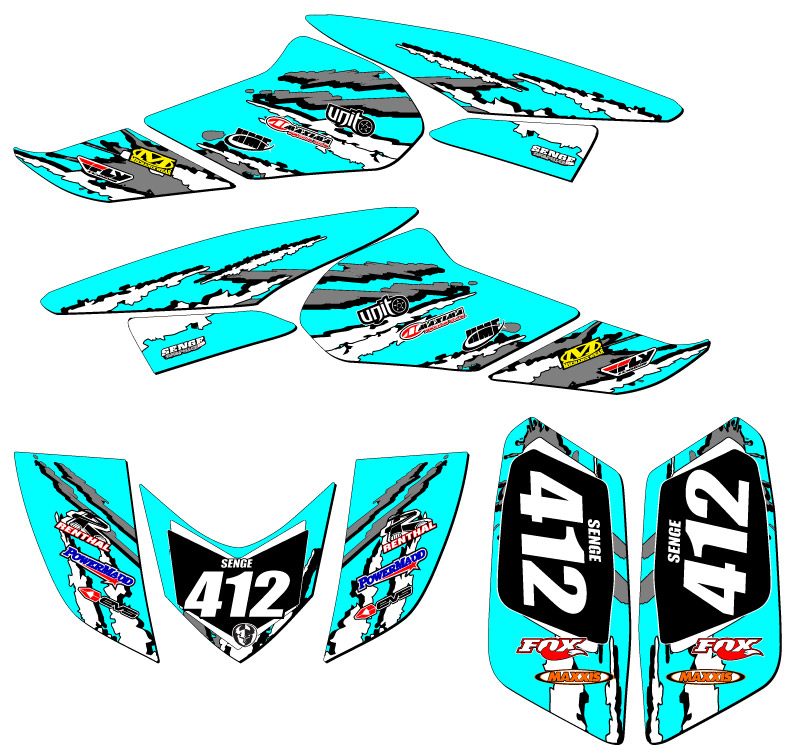 Kit de gráficos TRX 250EX 2006-2019 trituradora Teal Senge compatible con Honda - Imagen 5 de 7