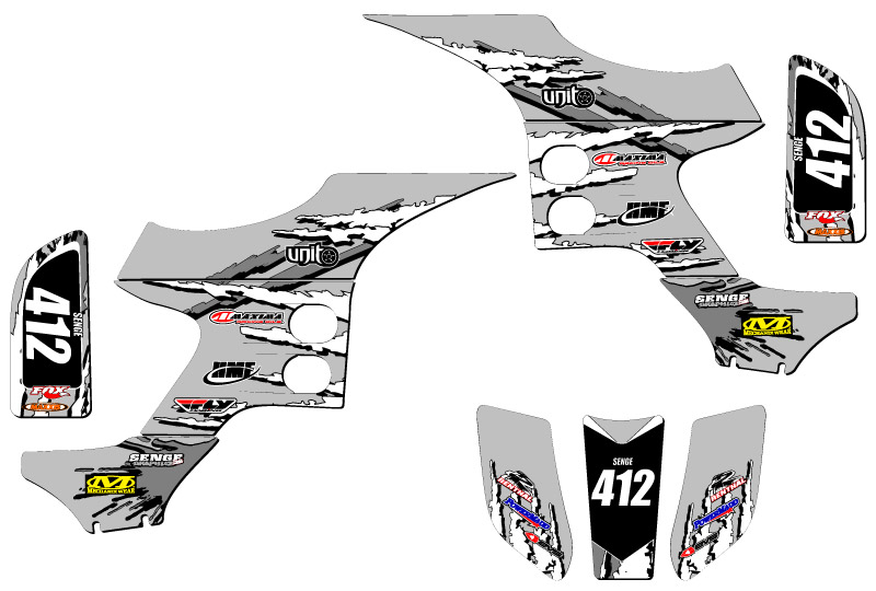 1993-2005 TRX 90 SHREDDER Grey Senge Graphics Kit Compatible with Honda - Picture 5 of 7