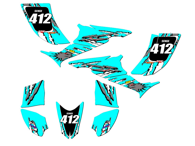 2006-2019 TRX 90 SHREDDER Teal Senge Graphics Kit Compatible with Honda - Picture 5 of 7