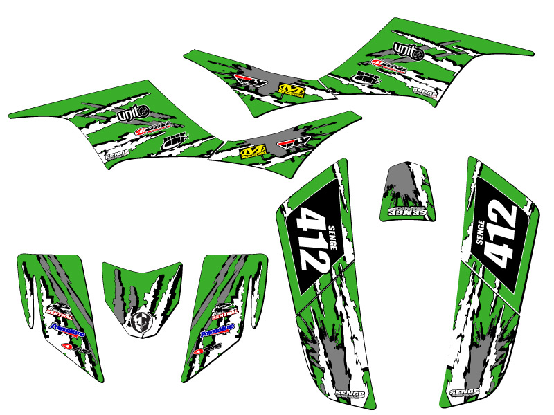 All Years KFX 700 SHREDDER Green Senge Graphics Kit Compatible with Kawasaki