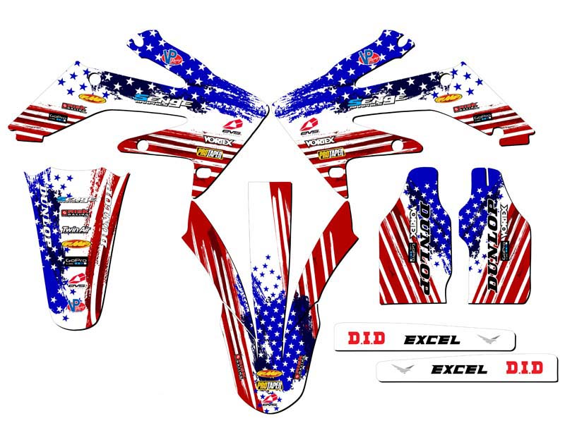 2004-2005 CRF 250 R MERICA Usa Senge Graphics Kit Compatible with Honda - Picture 2 of 10