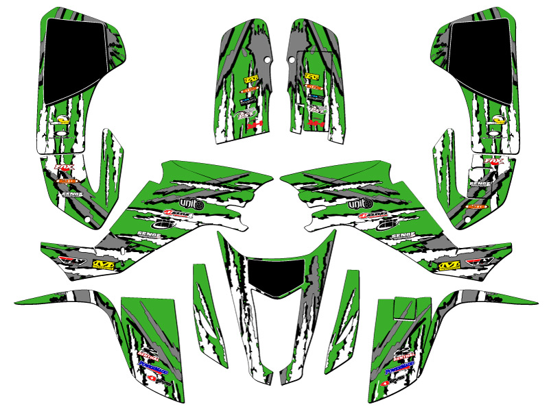 All Years KFX 400 SHREDDER Green Senge Graphics Kit Compatible with Kawasaki - Picture 2 of 7