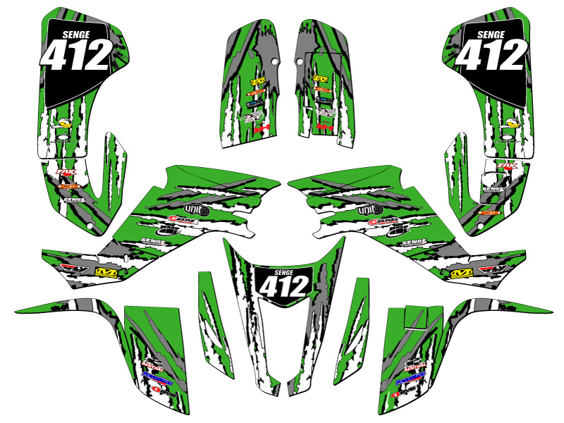 All Years KFX 400 SHREDDER Green Senge Graphics Kit Compatible with Kawasaki - Picture 5 of 7