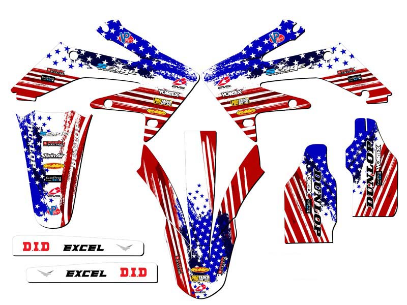 2006-2007 CRF 250 R MERICA Usa Senge Graphics Kit Compatible with Honda - Picture 2 of 10