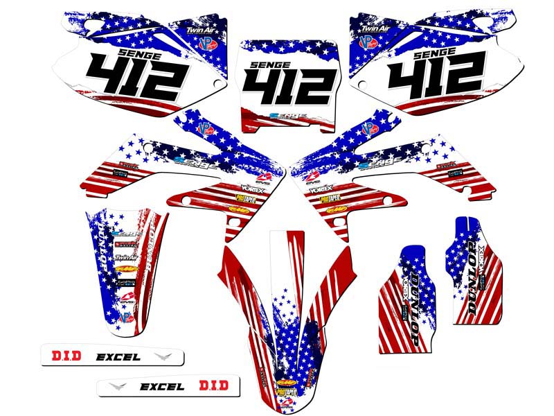 2006-2007 CRF 250 R MERICA Usa Senge Graphics Kit Compatible with Honda - Picture 8 of 10