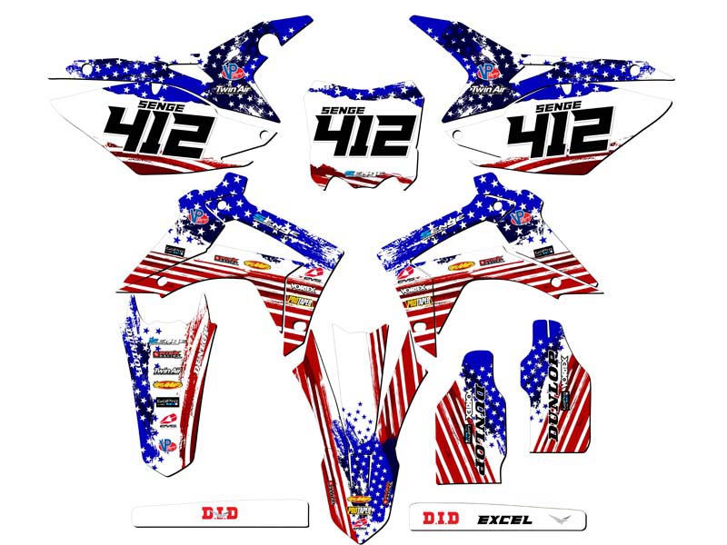 2014-2017 CRF 250 R MERICA Usa Senge Graphics Kit Compatible with Honda - Picture 8 of 10