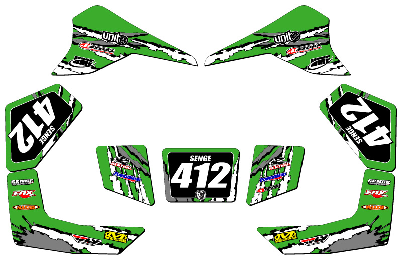 Kit de Gráficos Senge verde Senge KFX 80 SHREDDER todos los años compatible con Kawasaki - Imagen 5 de 7