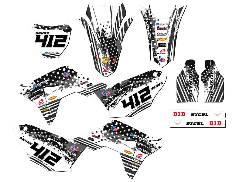 2018 CRF 250 R MERICA Grey Senge Graphics Kit Compatible with Honda - Picture 8 of 10