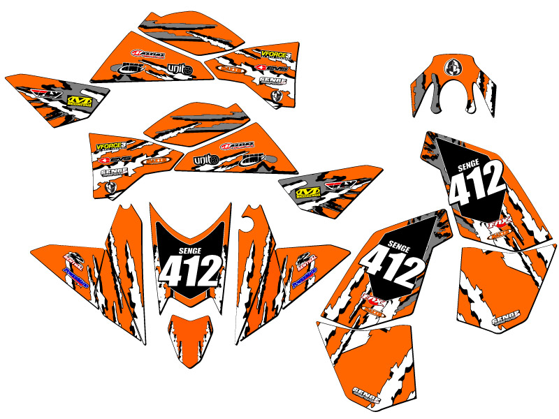 Kit de Gráficos All Years XC/SX 450 SHREDDER Orange Senge Compatible con KTM - Imagen 5 de 7