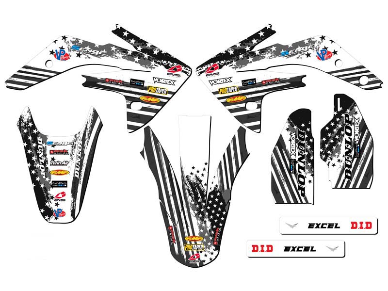 2007-2023 CRF 150 R MERICA Grey Senge Graphics Kit Compatible with Honda - Foto 2 di 10
