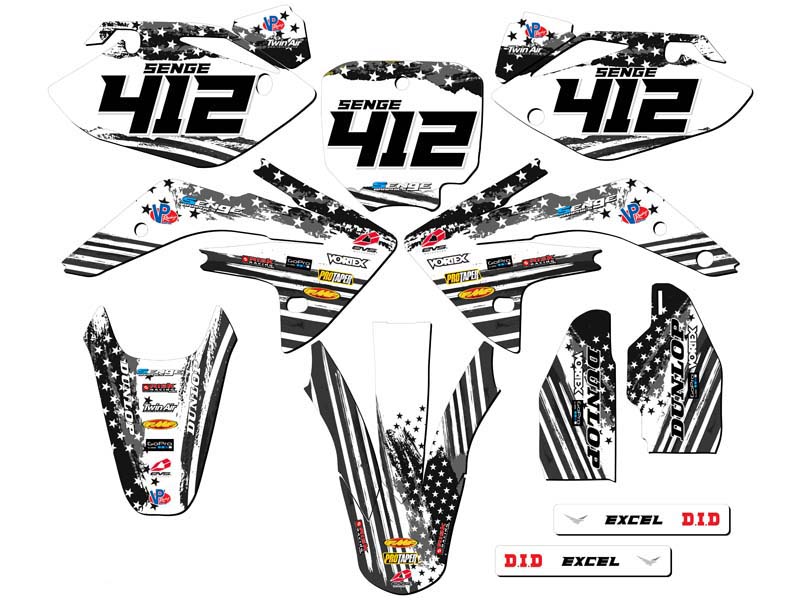 2007-2023 CRF 150 R MERICA Grey Senge Graphics Kit Compatible with Honda - Foto 8 di 10