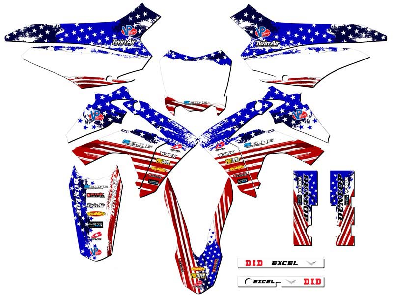 2013-2018 CRF 125 MERICA Usa Senge Graphics Kit Compatible with Honda - Picture 5 of 10