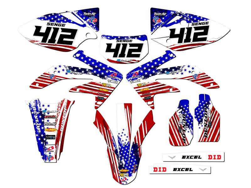 2005-2007 CRF 450 X MERICA Usa Senge Graphics Kit Compatible with Honda - Picture 8 of 10