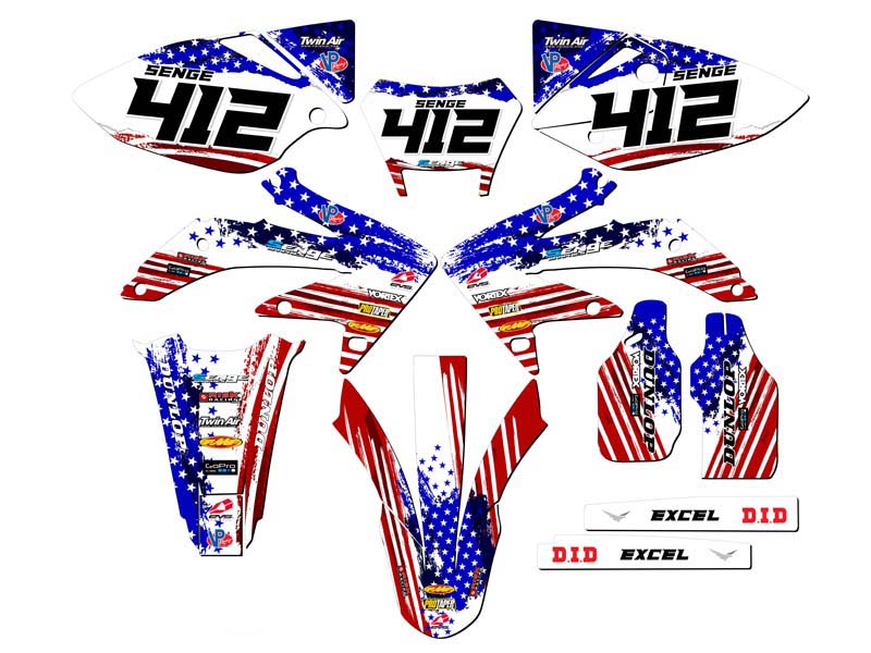 2008-2018 CRF 450 X MERICA Usa Senge Graphics Kit Compatible with Honda - Foto 8 di 10