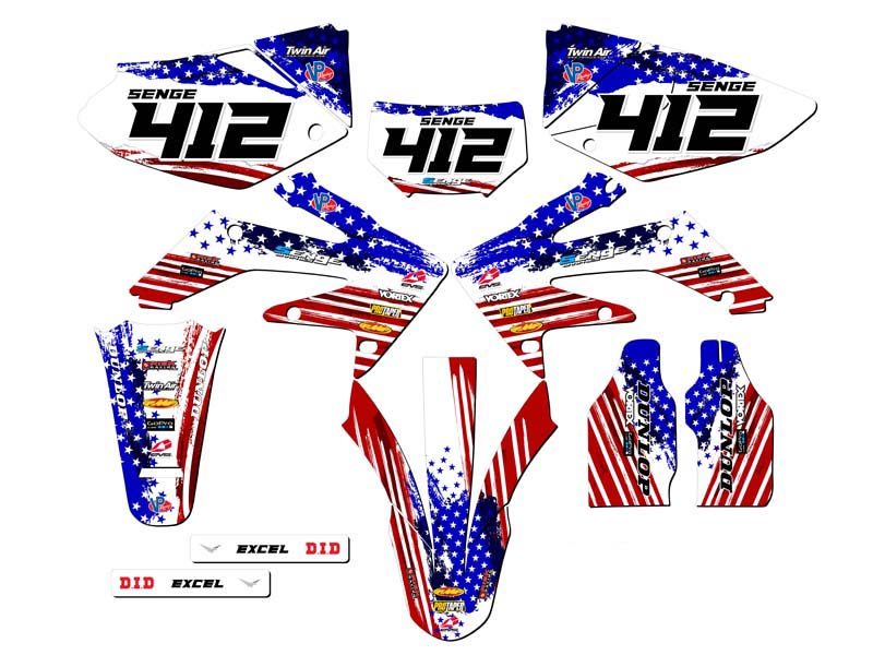 2004-2018 CRF 250 X MERICA Usa Senge Graphics Kit Compatible with Honda - Picture 8 of 10