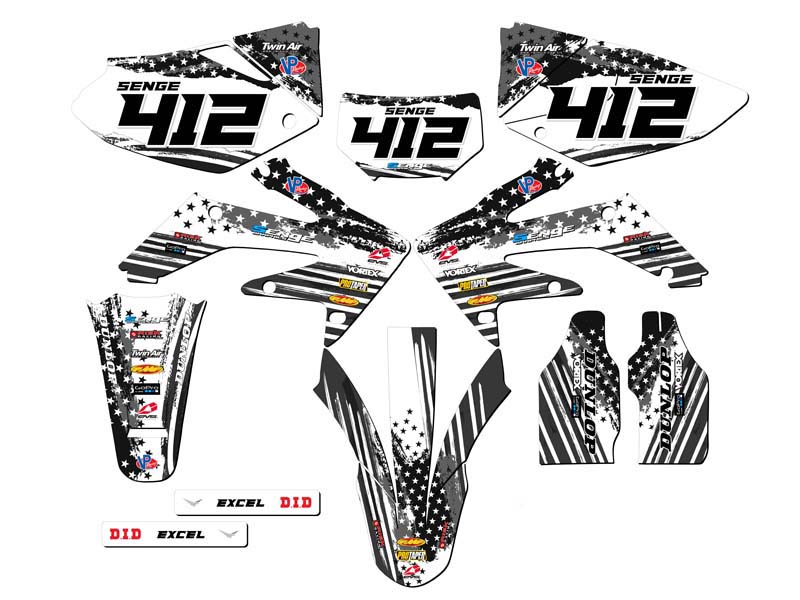 2004-2018 CRF 250 X MERICA Grey Senge Graphics Kit Compatible with Honda - Picture 8 of 10