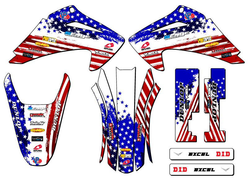 2003-2007 CRF 230 F MERICA Usa Senge Graphics Kit Compatible with Honda - Picture 2 of 10