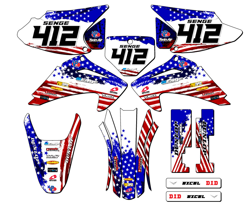 2003-2007 CRF 230 F MERICA Usa Senge Graphics Kit Compatible with Honda - Picture 8 of 10