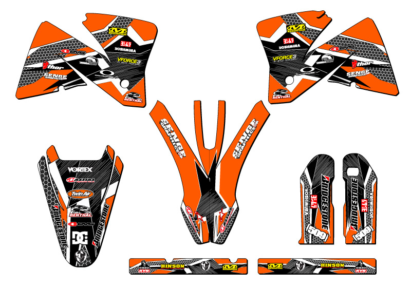 2001-2002 EXC PODIUM Orange Senge Graphics Kit Compatible with KTM - Foto 2 di 10