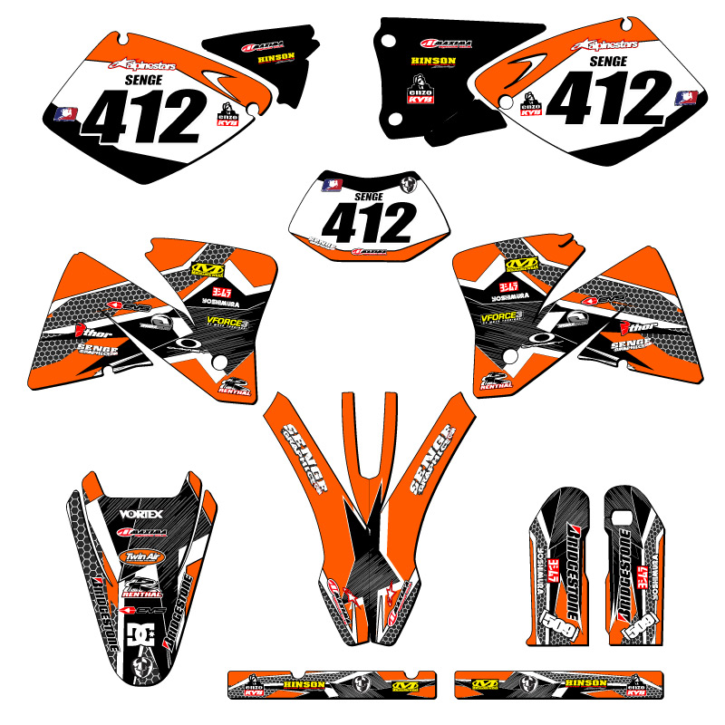 2001-2002 EXC PODIUM Orange Senge Graphics Kit Compatible with KTM - Foto 8 di 10
