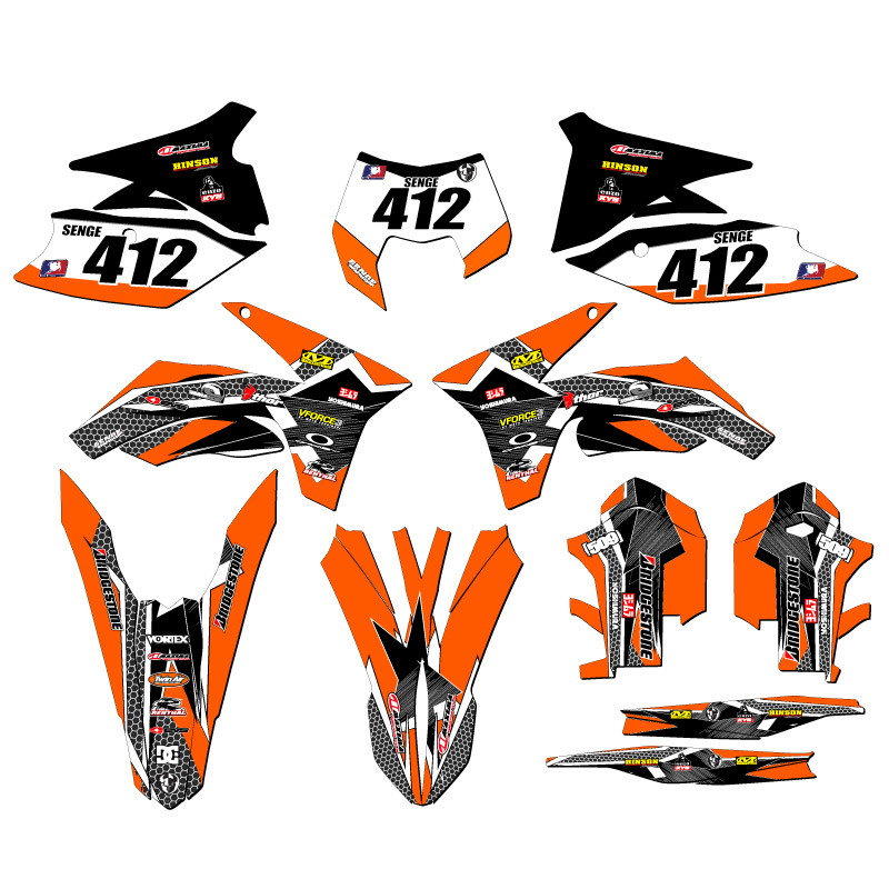 Kit de gráficos EXC PODIUM Orange Senge 2012-2013 compatible con KTM - Imagen 8 de 10
