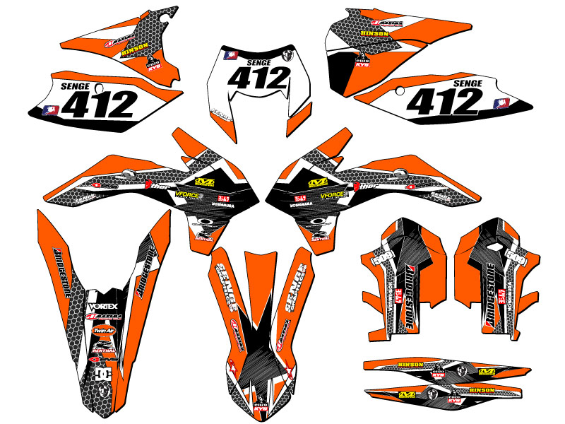 Kit de gráficos EXC PODIUM Orange Senge 2014 compatible con KTM - Imagen 8 de 10