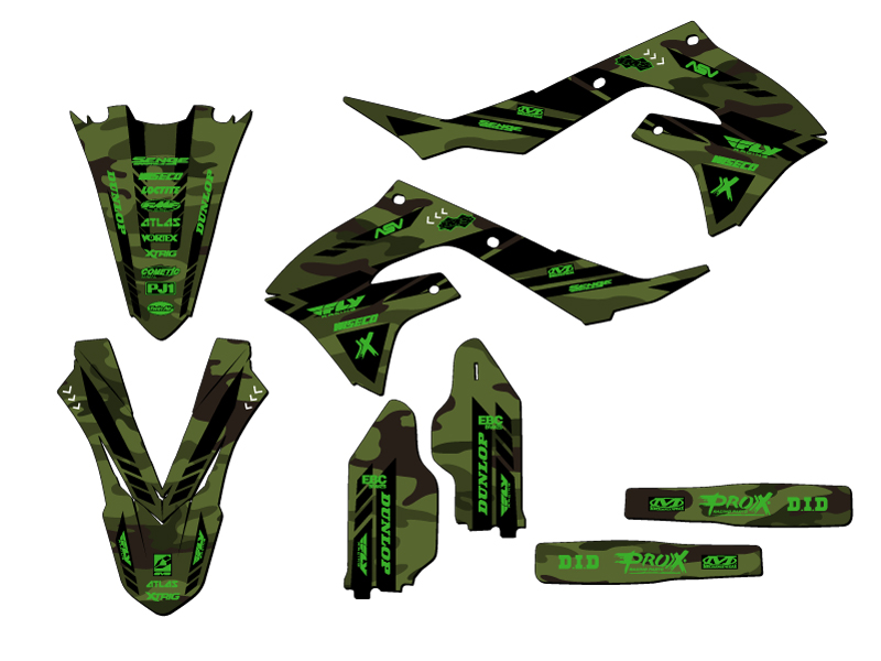 2019-2023 KX 450 APACHE Green Senge Graphics Kit Compatible with Kawasaki - Foto 2 di 10