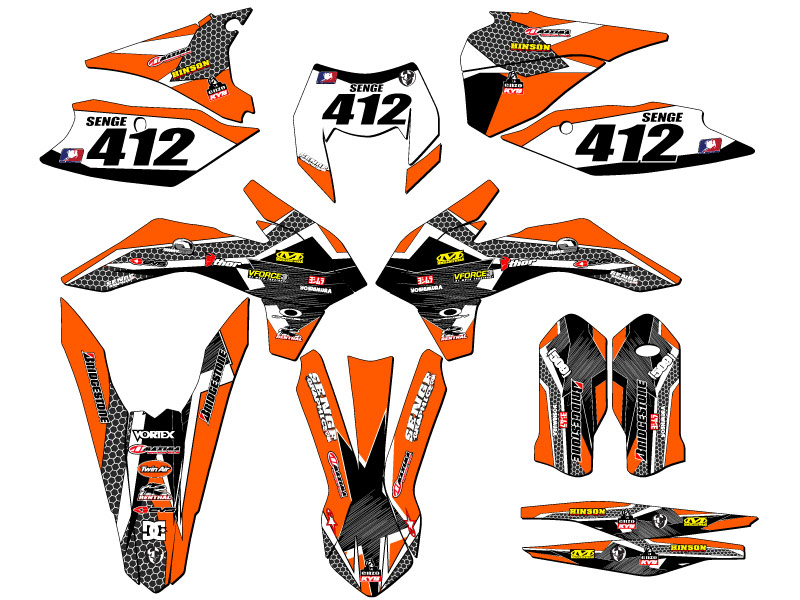 2015-2016 EXC PODIUM Orange Senge Graphics Kit Compatible with KTM - Bild 8 von 10