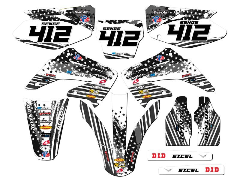 2004-2012 CR 250 R MERICA gris Senge kit de gráficos compatible con Honda - Imagen 8 de 10