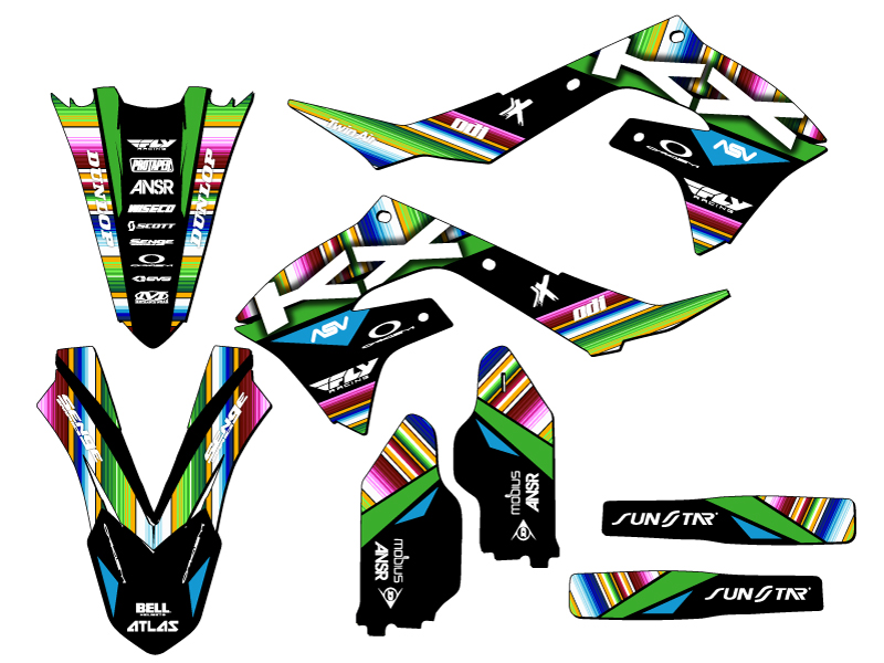 2019-2023 KX 450 SERAPE Black Senge Graphics Kit Compatible with Kawasaki - Picture 2 of 10