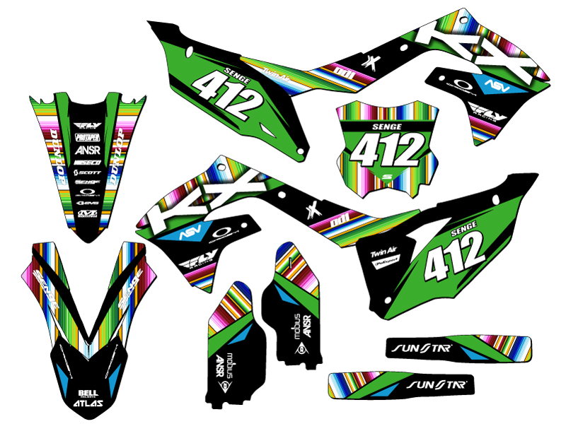 2019-2023 KX 450 SERAPE Black Senge Graphics Kit Compatible with Kawasaki - Picture 8 of 10