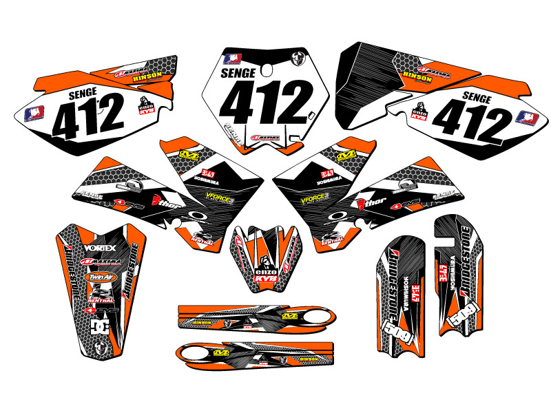 Kit de gráficos Orange Senge 2006-2012 SX 85 PODIUM compatible con KTM - Imagen 8 de 10