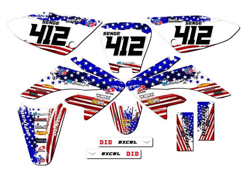 2004-2013 CRF 70 MERICA Usa Senge Graphics Kit Compatible with Honda - Picture 8 of 10