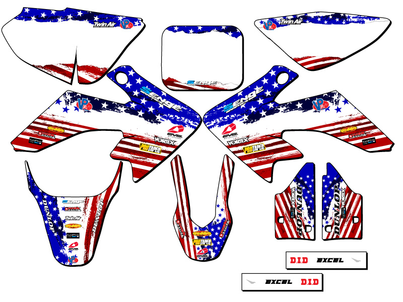 2004-2012 CRF 50 MERICA Usa Senge Graphics Kit Compatible with Honda - Picture 8 of 10