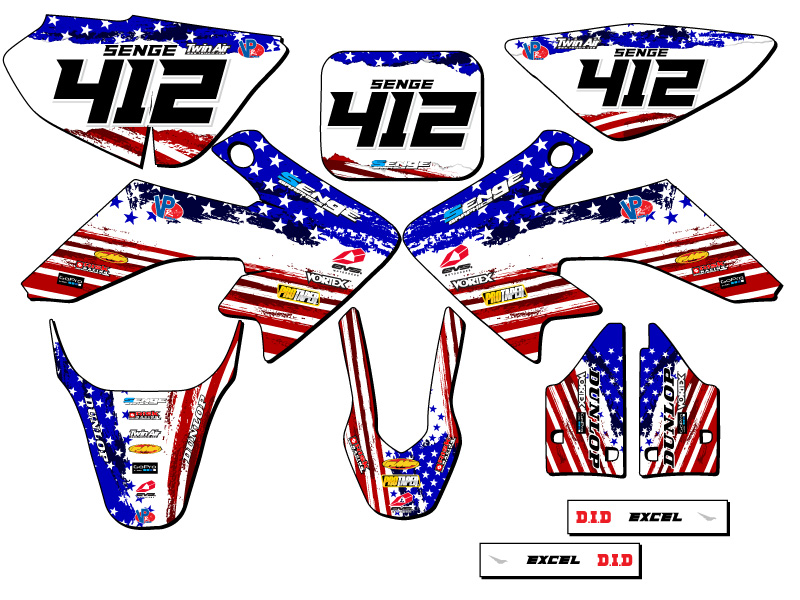 2004-2012 CRF 50 MERICA Usa Senge Graphics Kit Compatible with Honda - Picture 2 of 10